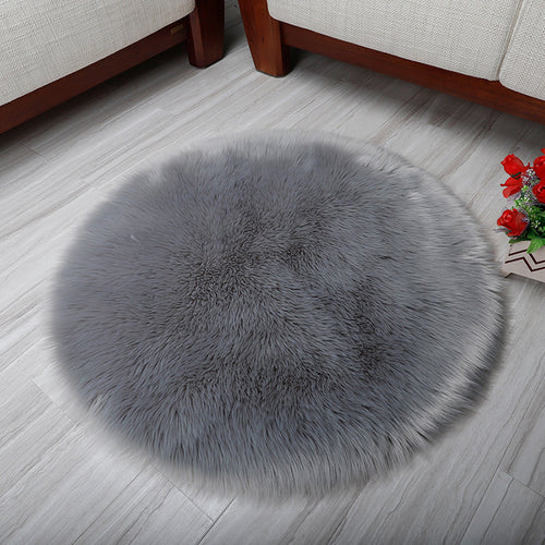 Round Faux Wool Rug for Kids Room and Living Space